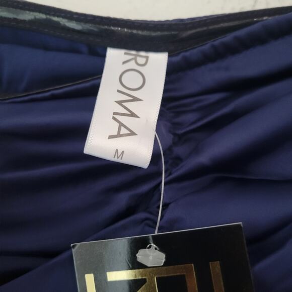 Roma Costumes Ruched Satin and Mesh Navy and Black Strapless Dress Size M NWT - Picture 6 of 7